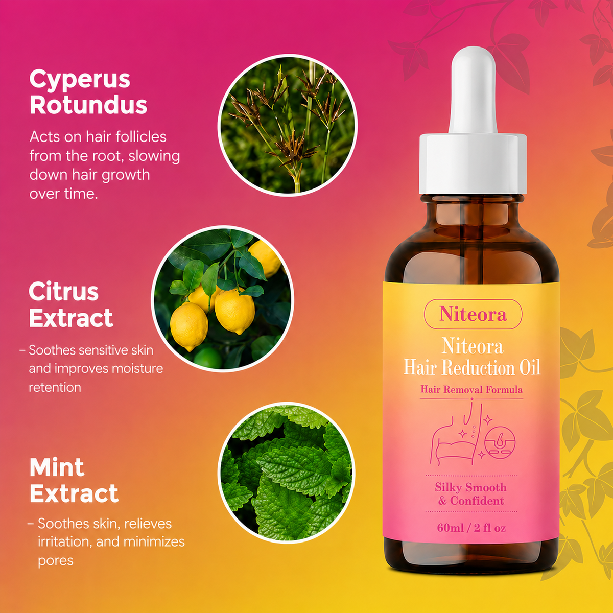 🔥LAST DAY 60% OFF Lunarlumi Hair Reduction Oil 60 ml – Permanent Hair Removal Oil