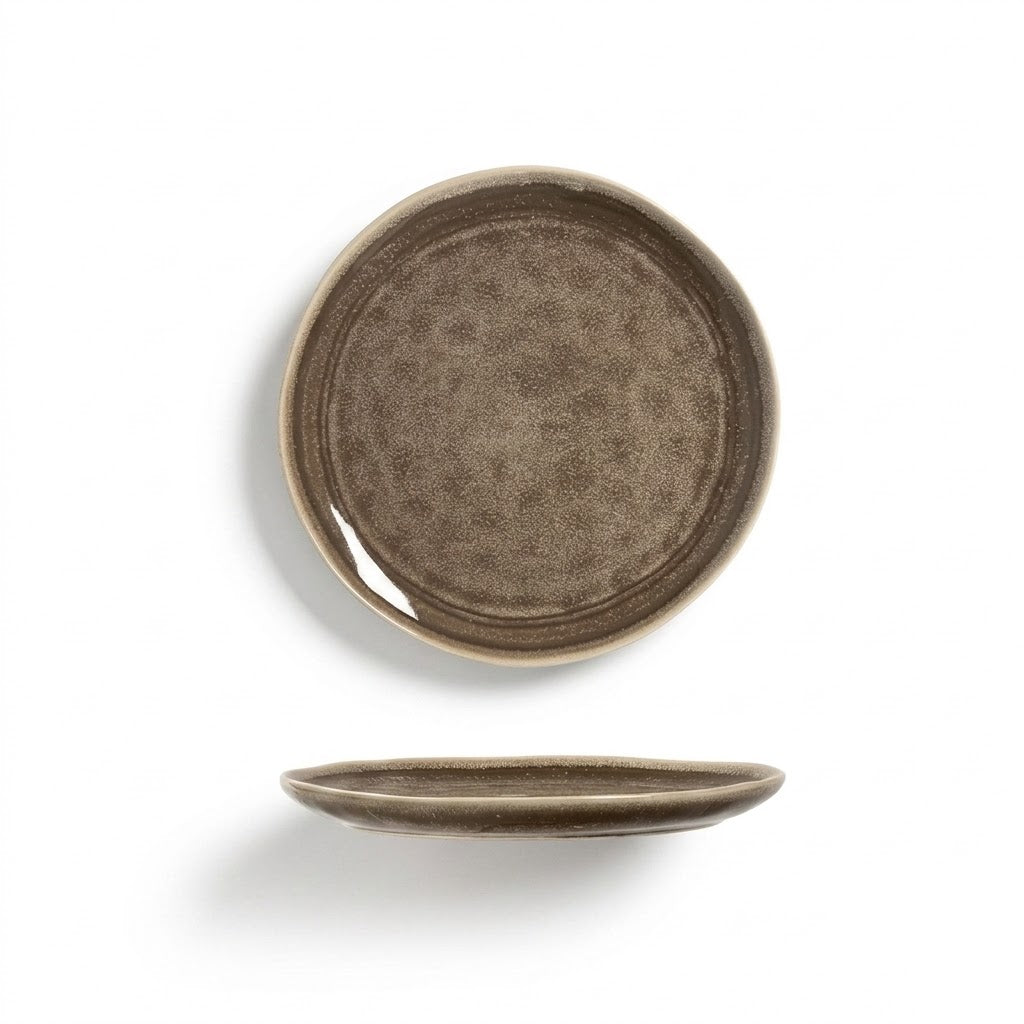 Coffee Kiln-Glazed Shallow Plate